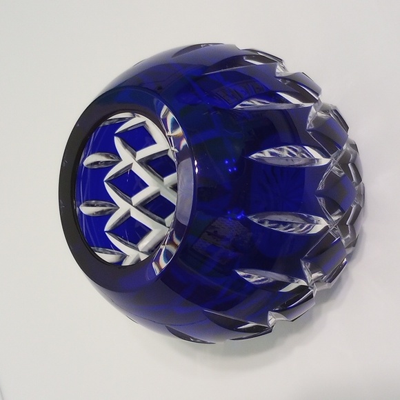 Vintage Bohemian Czech Glass Cobalt Blue Cut Cut to Clear Voltive - Picture 4 of 8